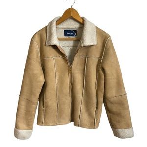 Brody Jacket Faux Suede Sherpa Lining Small Tan Front Zipper Pockets Y2K…